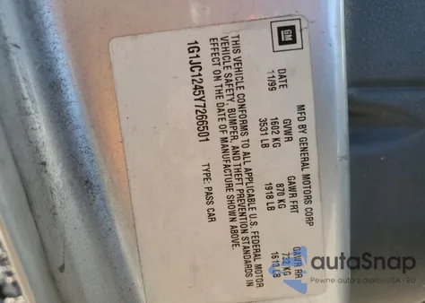 2000 Chevrolet Cavalier из США, поврежденный, VIN 1G1JC1245Y7266501